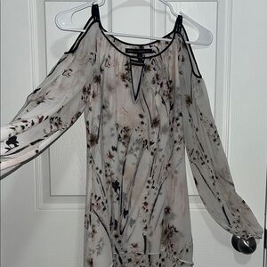 White House Black Market Floral Cold Shoulder Blouse